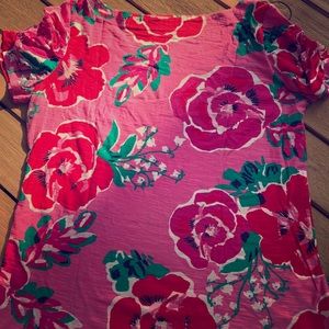 Lilly Pulitzer Pink & Red Flower Burst Tee Shirt
